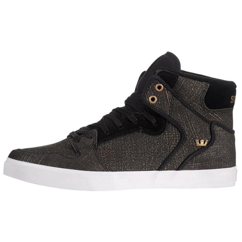 Buty Supra VAIDER - Sneakersy Wysokie Damskie - Czarne Złote (BHGE-17305)